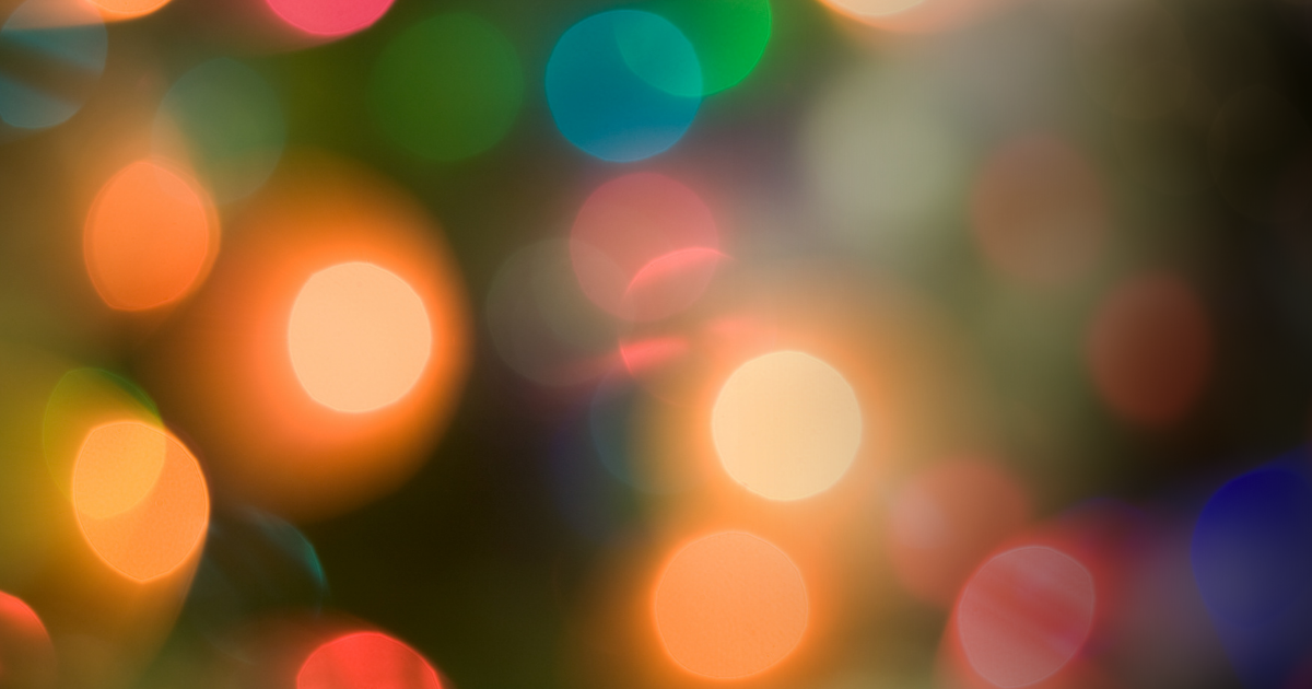 holiday lights in background